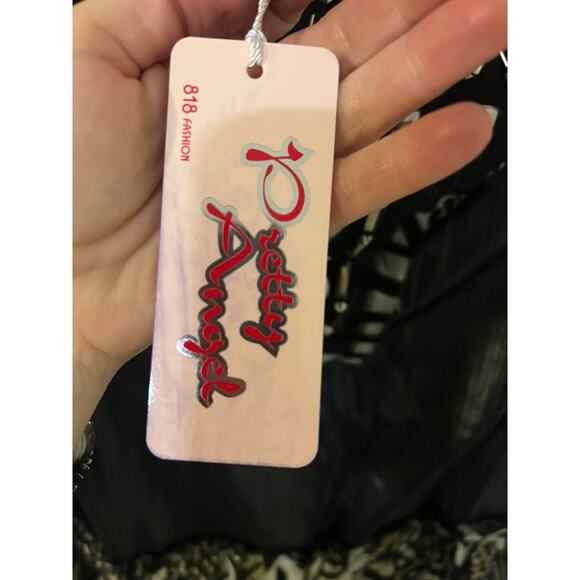 NWT Pretty Angel zebra & black top w sheer sleeves dressy beaded size Large - Picture 4 of 11